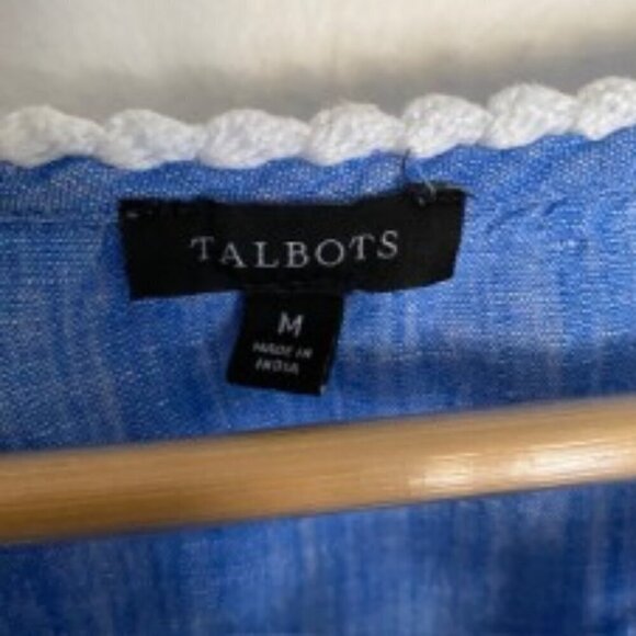 Talbots Blue & White Embroidered Pullover Top Medium - Picture 2 of 4